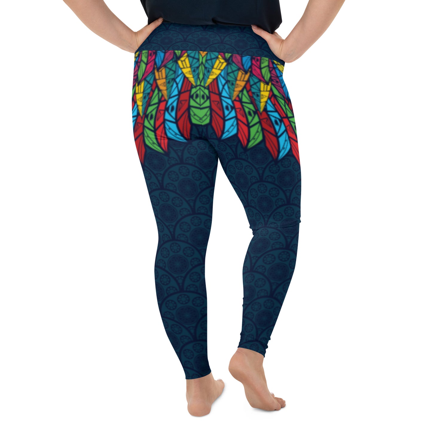 Worldtown Feather Flags Plus Size Leggings (Top Design)