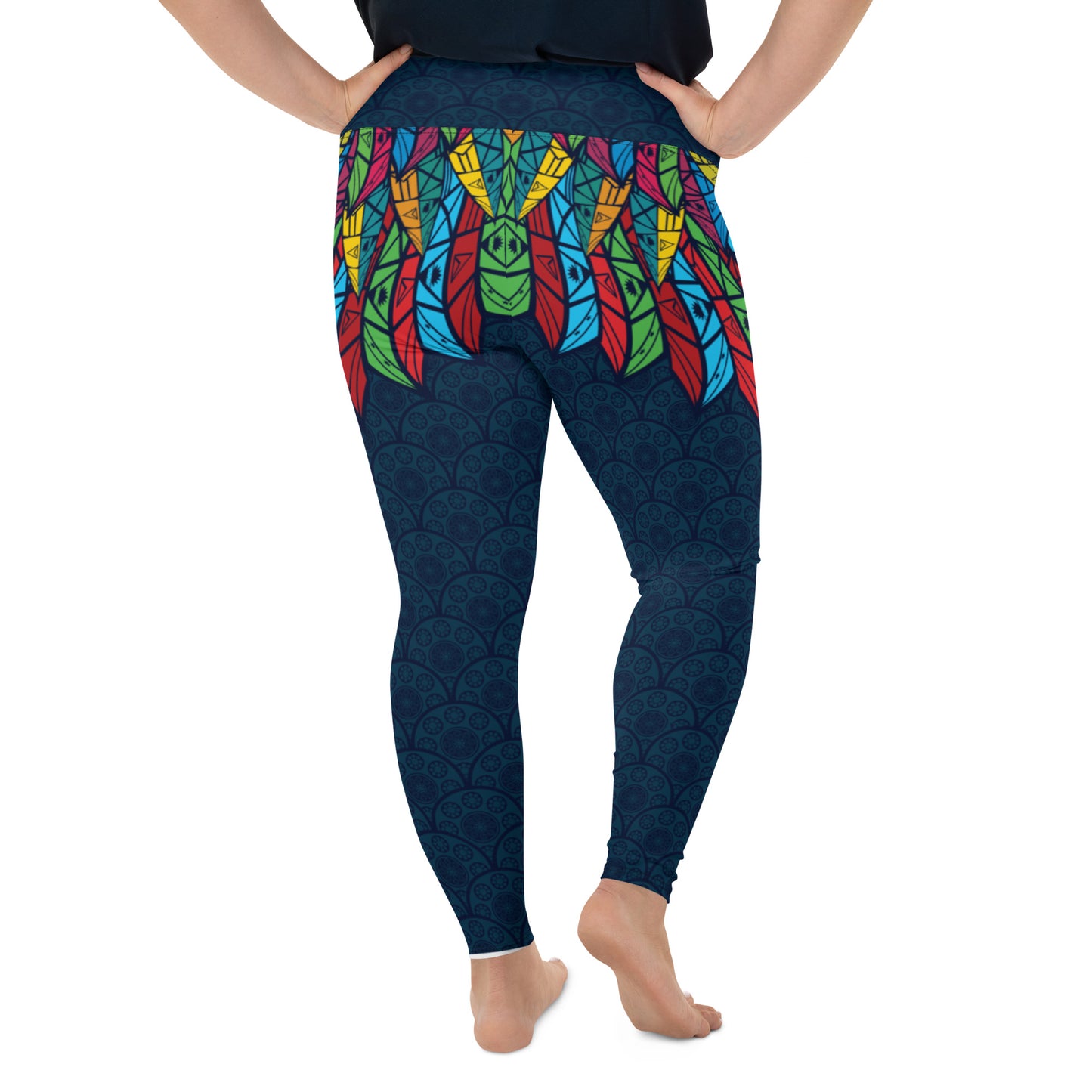 Worldtown Feather Flags Plus Size Leggings (Top Design)