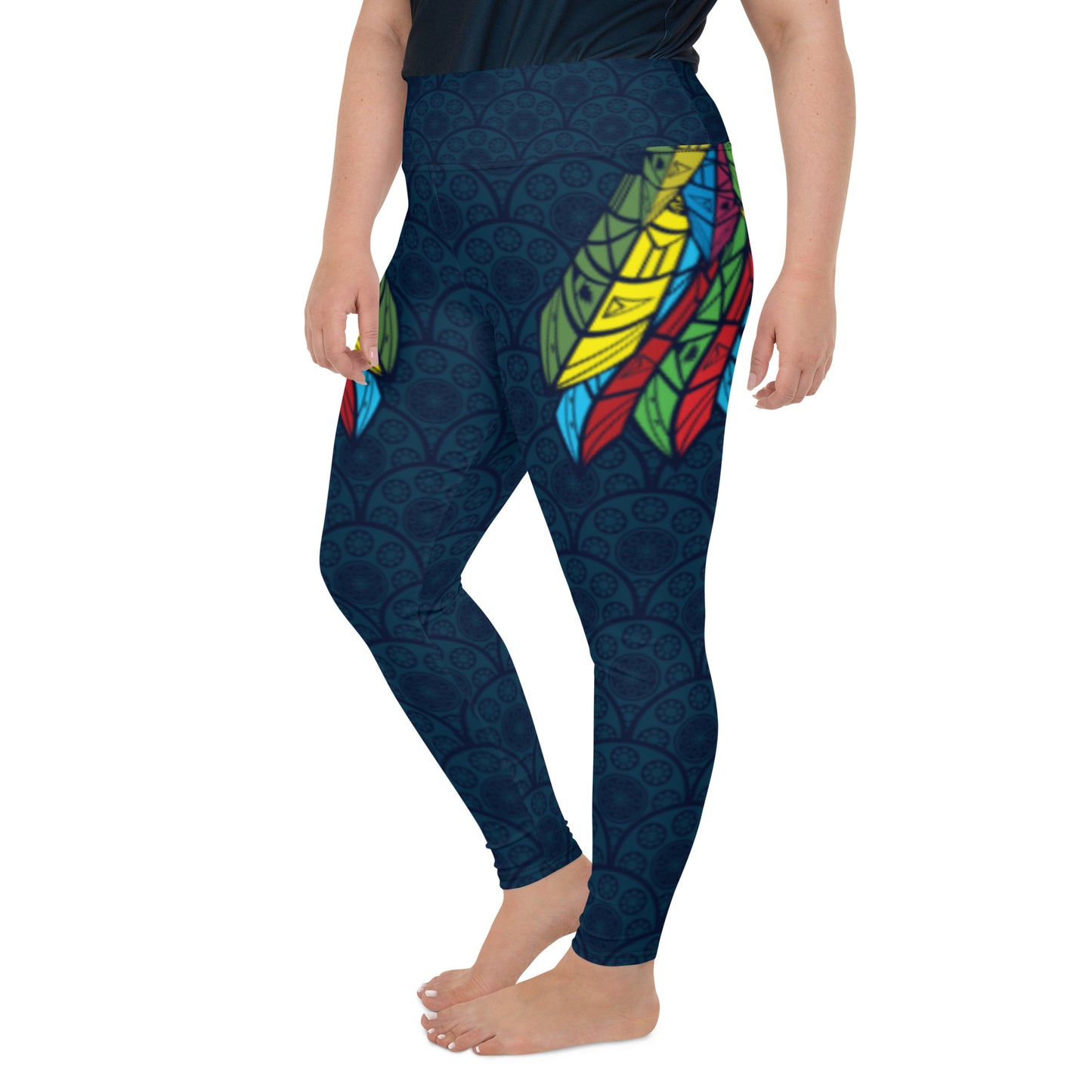 Worldtown Feather Flags Plus Size Leggings (Top Design)
