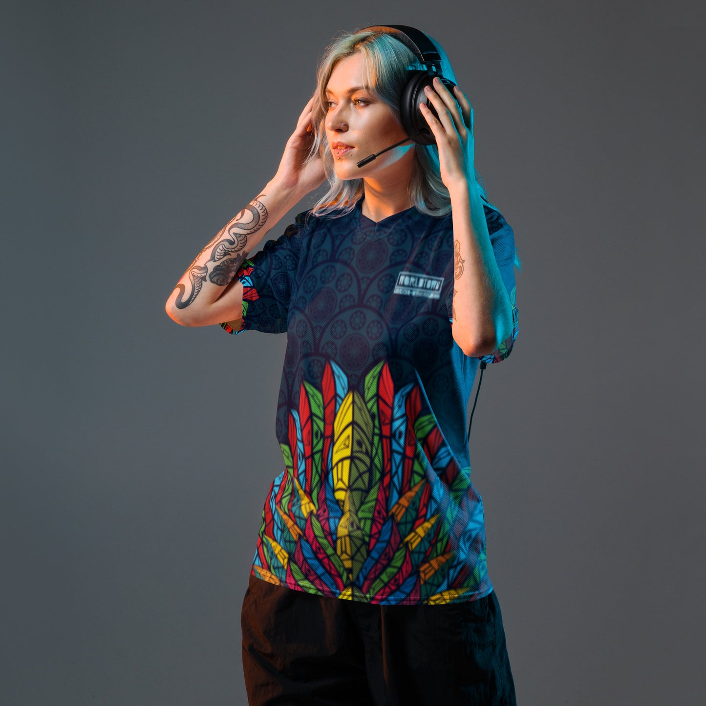 Worldtown Feather Flags Recycled Unisex Sports Jersey