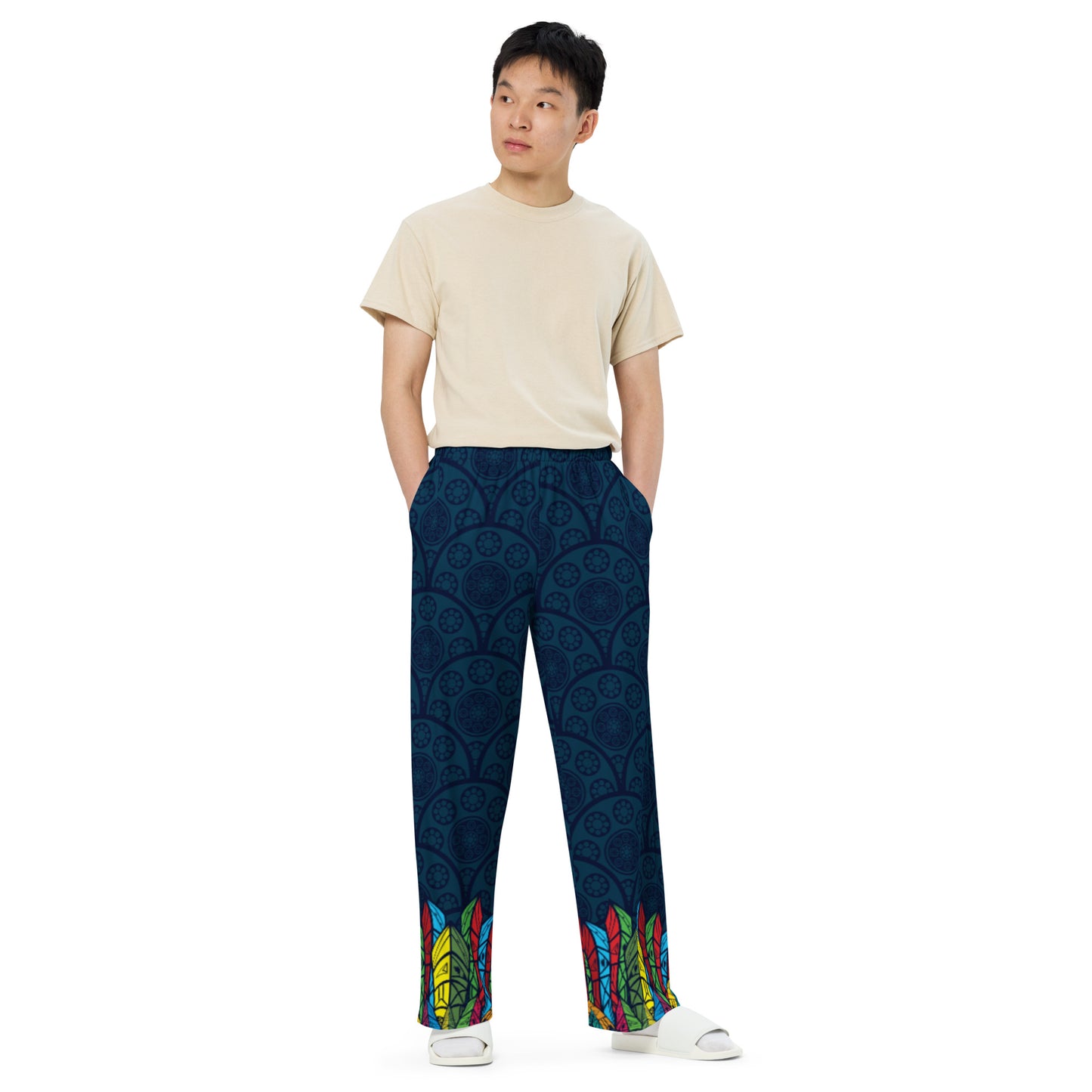Worldtown Feather Flags Unisex Wide-leg Pants