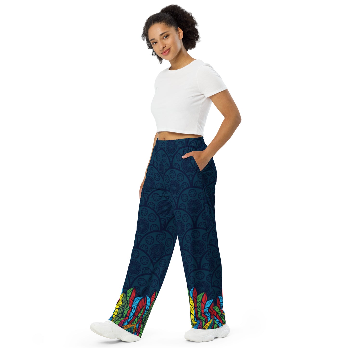 Worldtown Feather Flags Unisex Wide-leg Pants