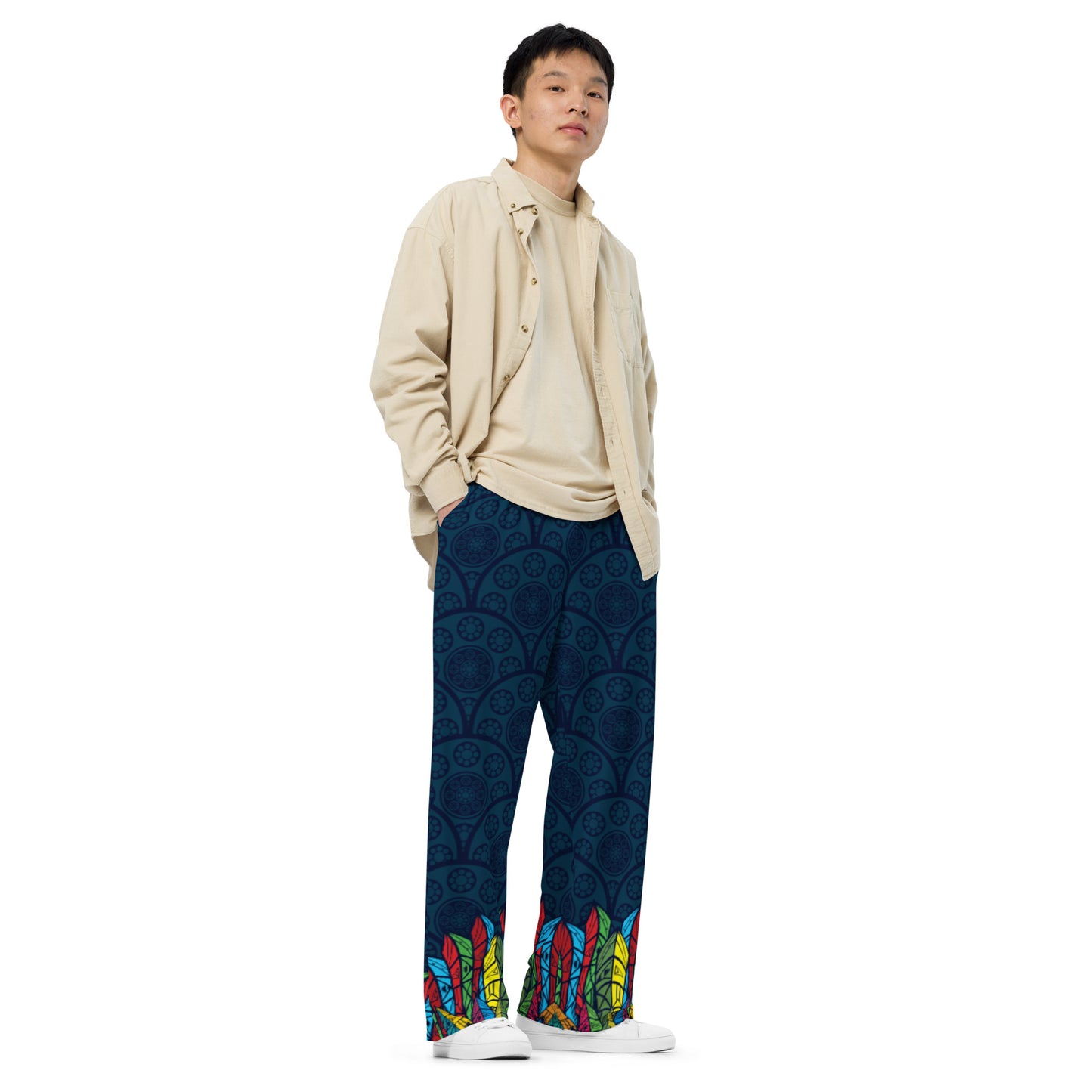 Worldtown Feather Flags Unisex Wide-leg Pants
