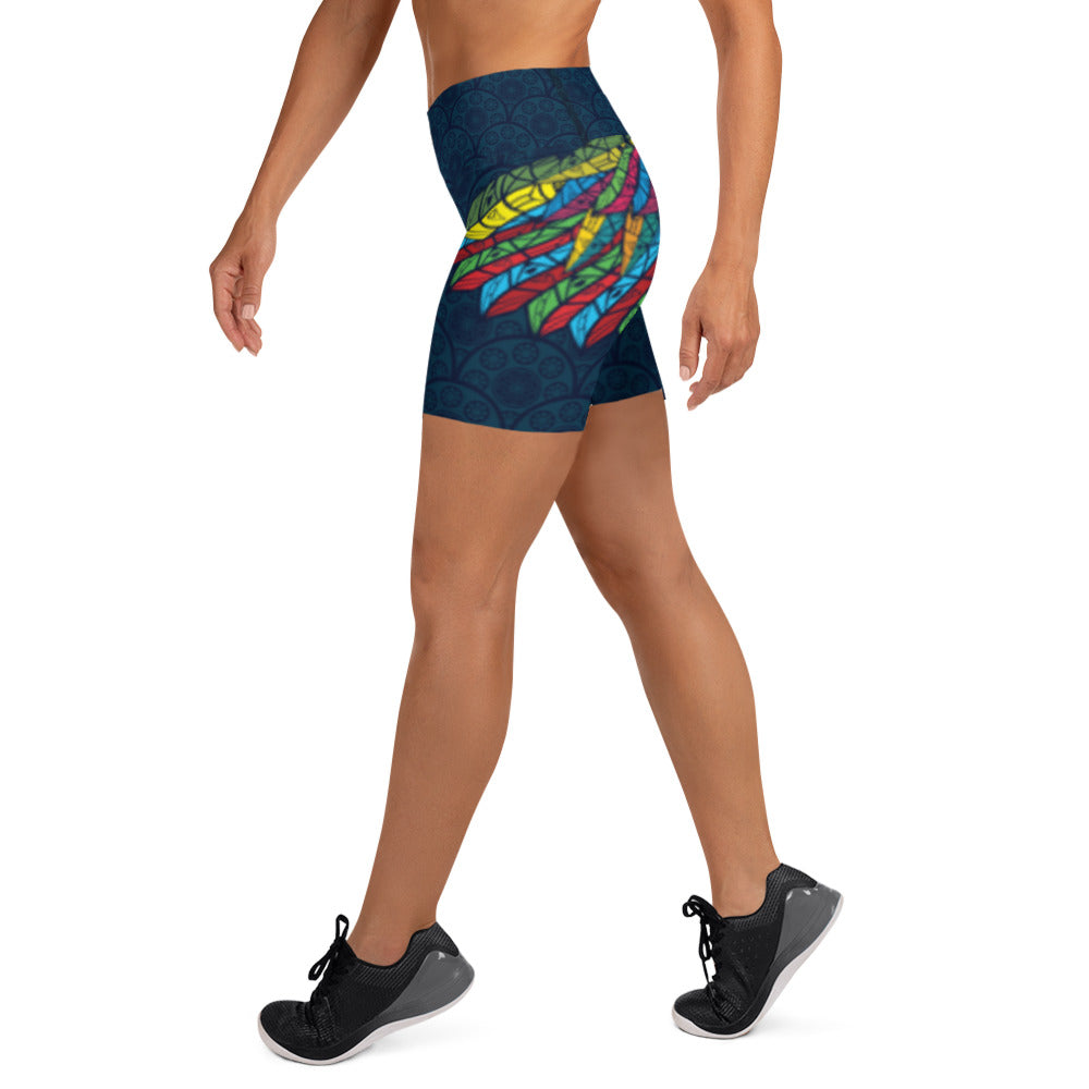 Worldtown Feather Flags Yoga Shorts