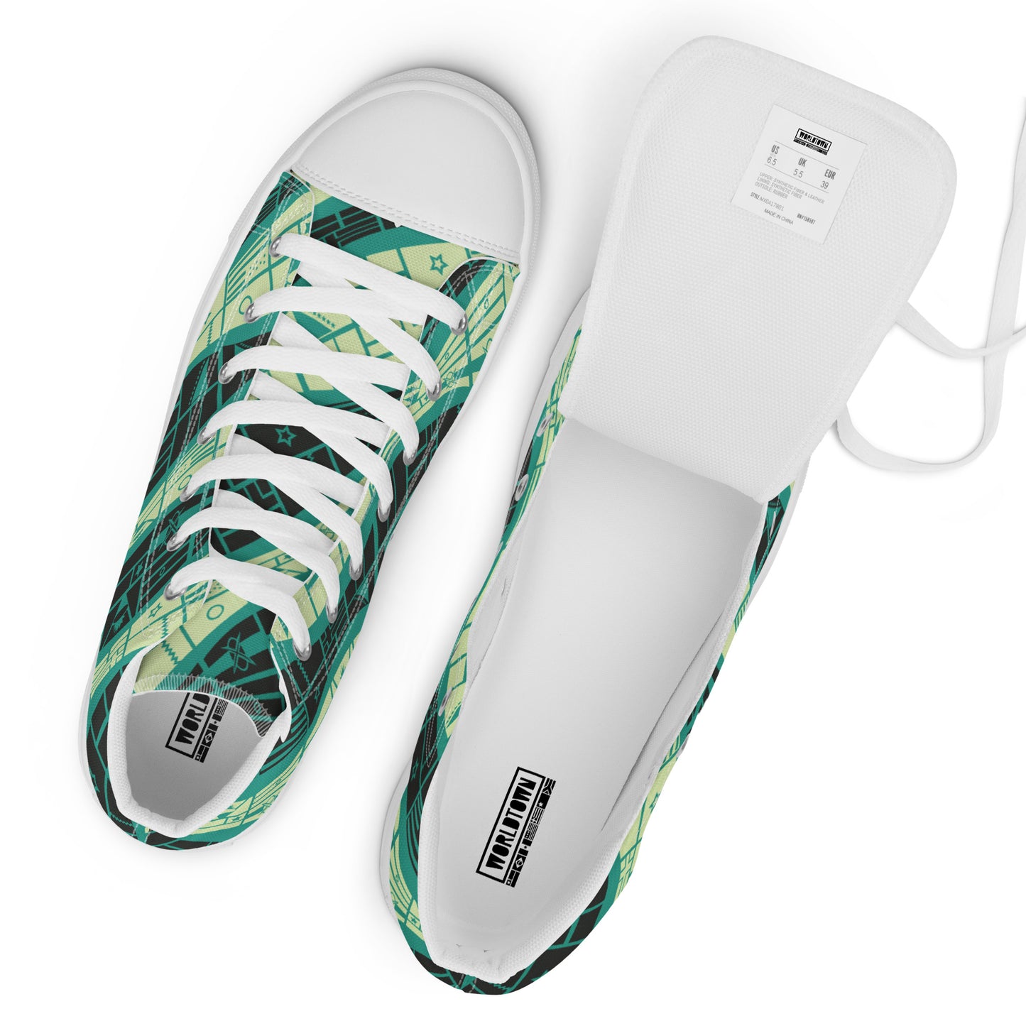Worldtown Green Flagwave Men’s High Top Canvas Shoes