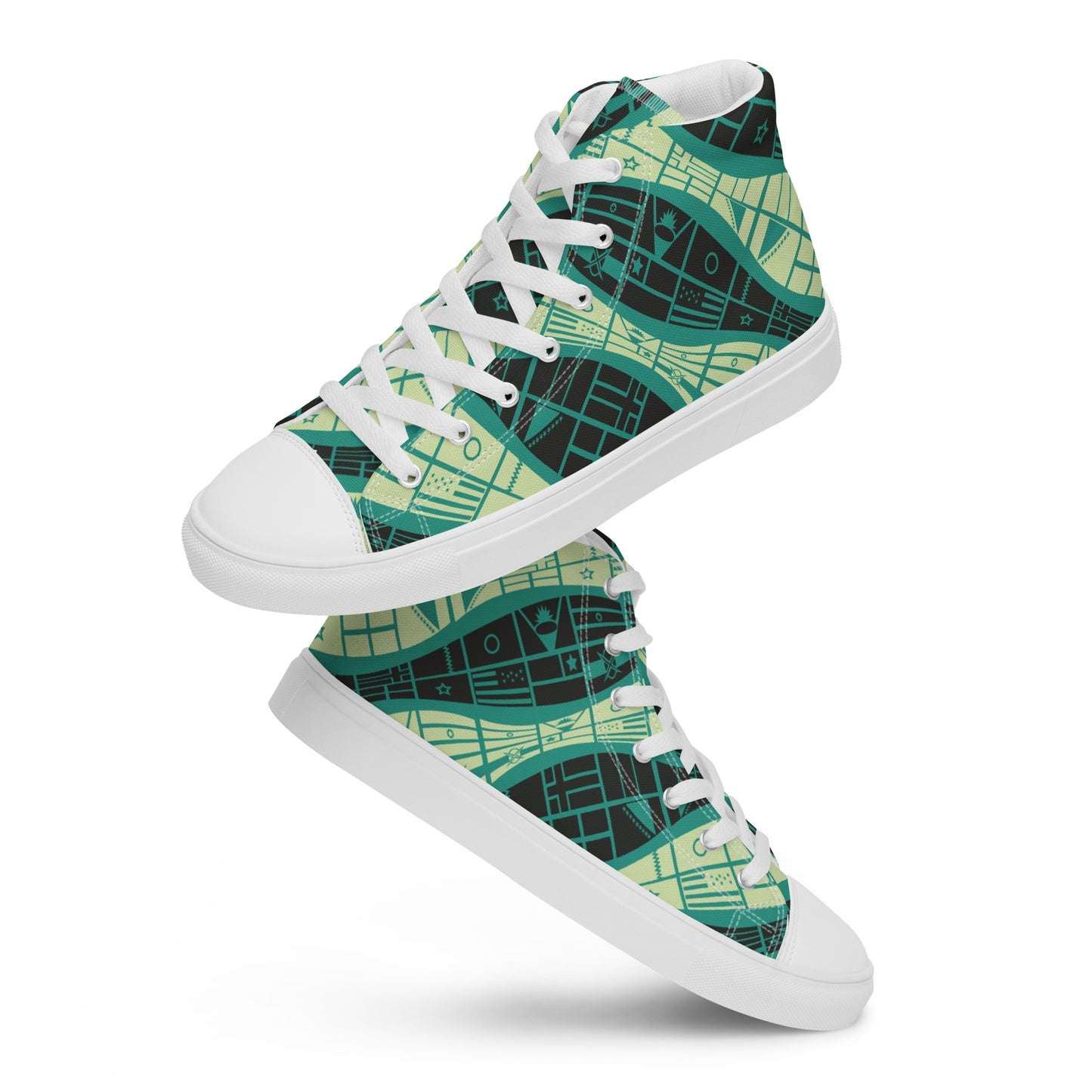 Worldtown Green Flagwave Men’s High Top Canvas Shoes
