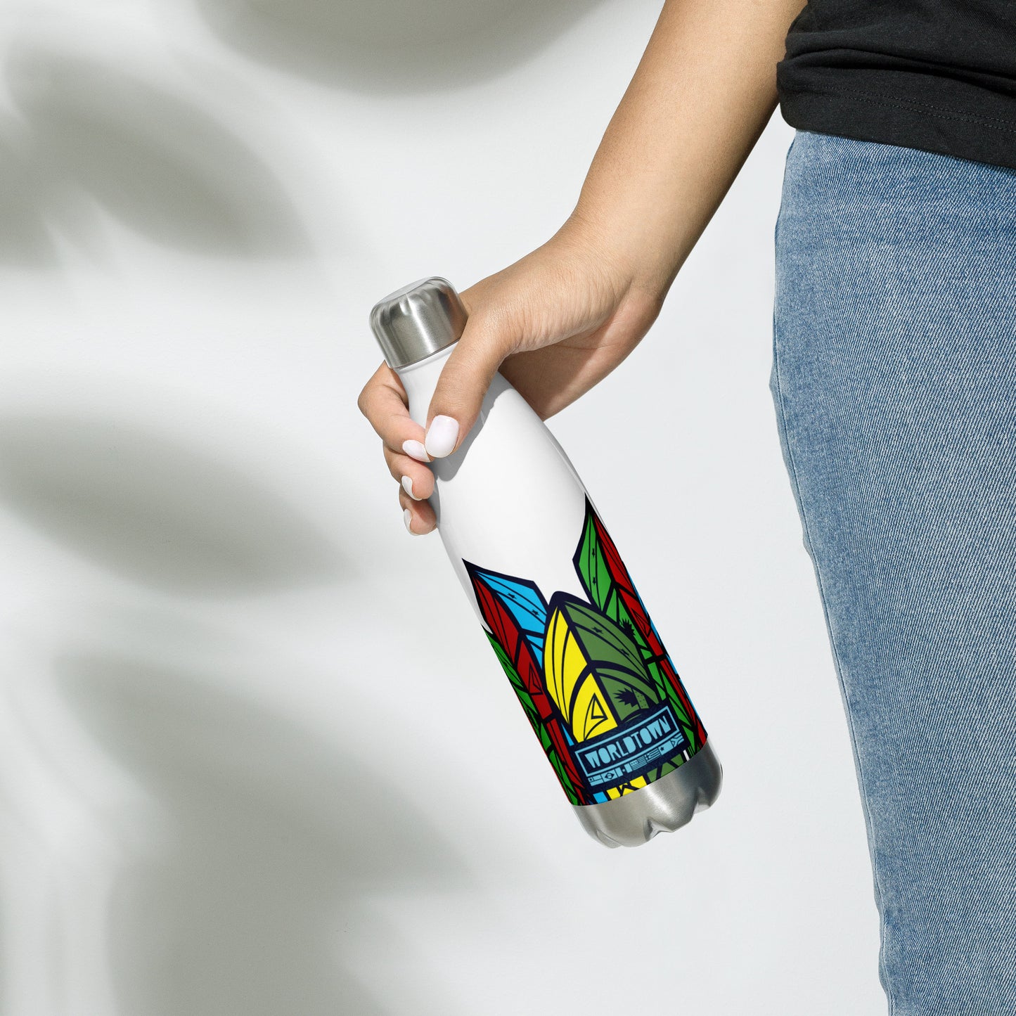 Worldtown Feather Flags Stainless Steel Water Bottle