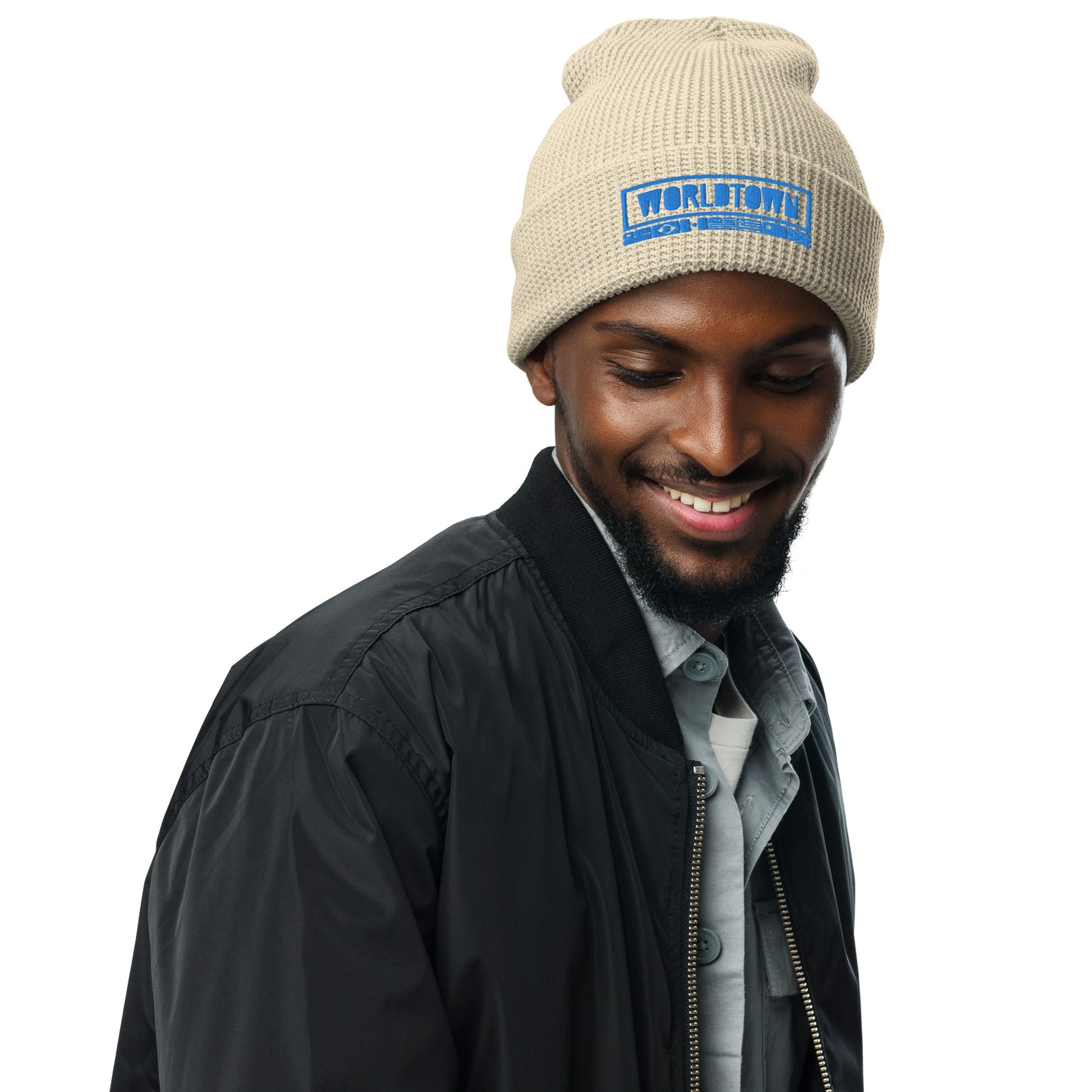 Worldtown Classic Blue Logo Waffle beanie