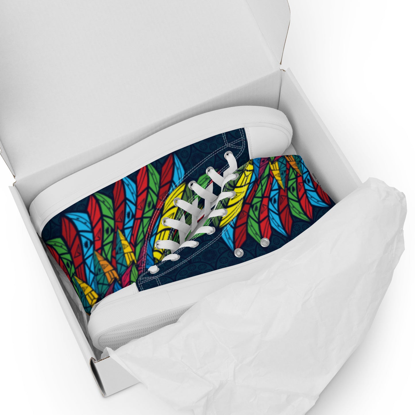 Worldtown Feather Flags Women’s High Top Canvas Shoes