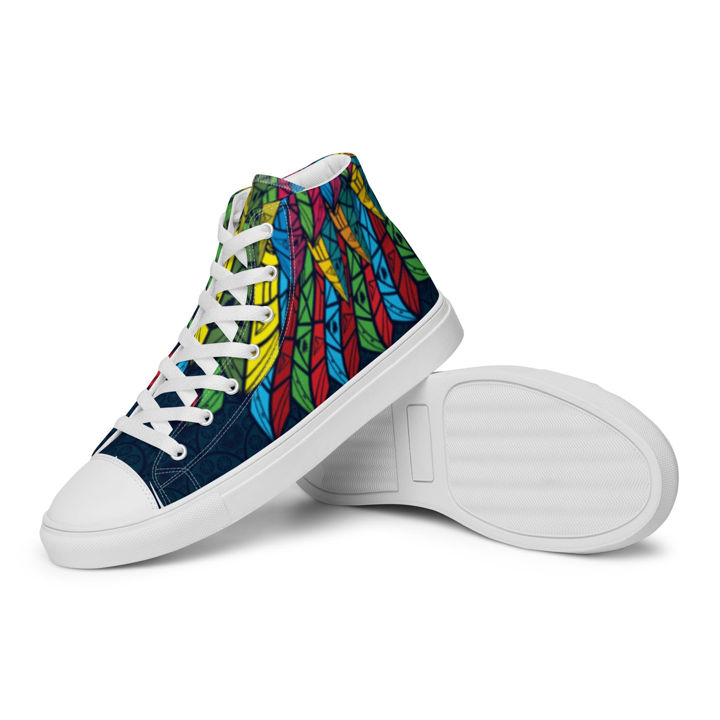Worldtown Feather Flags Women’s High Top Canvas Shoes