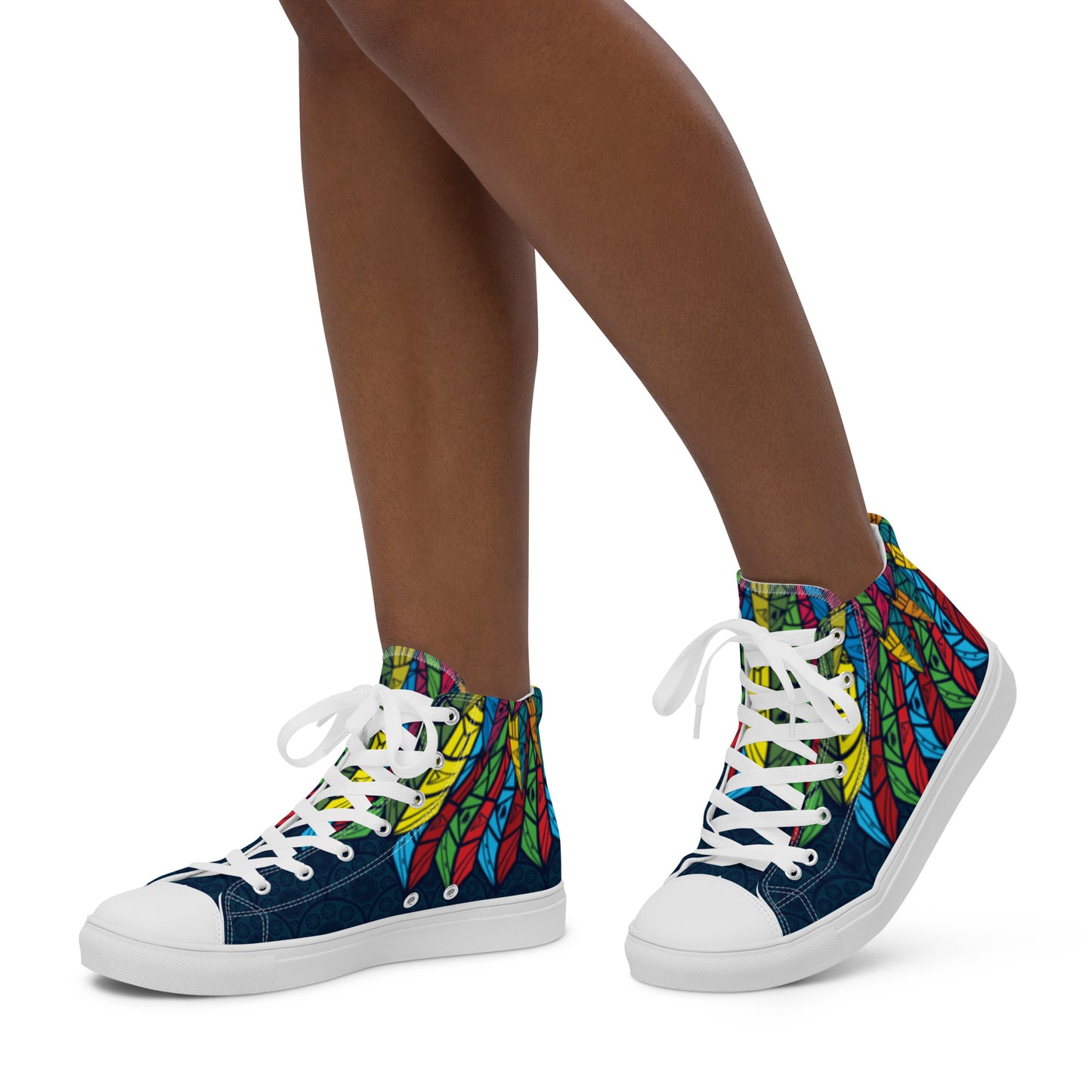 Worldtown Feather Flags Women’s High Top Canvas Shoes