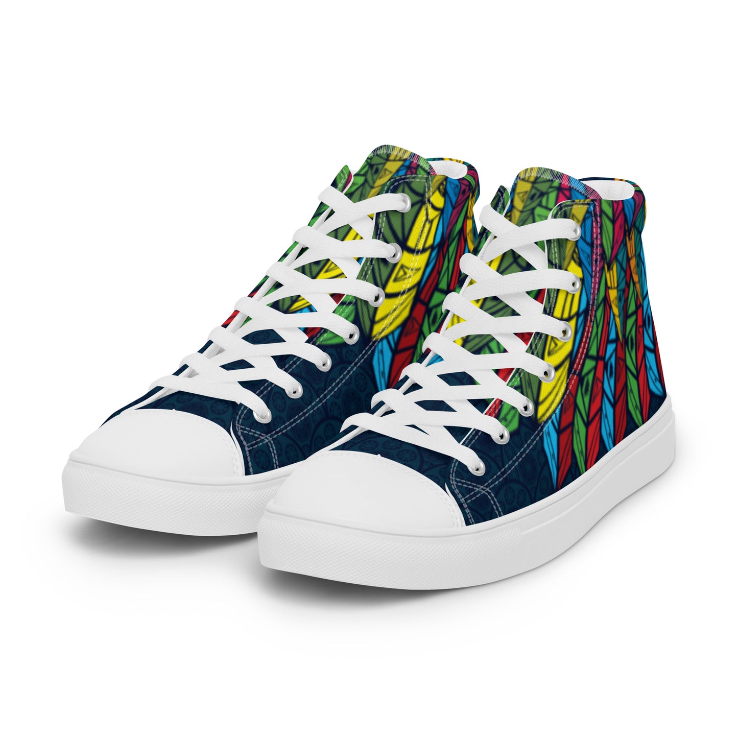 Worldtown Feather Flags Women’s High Top Canvas Shoes