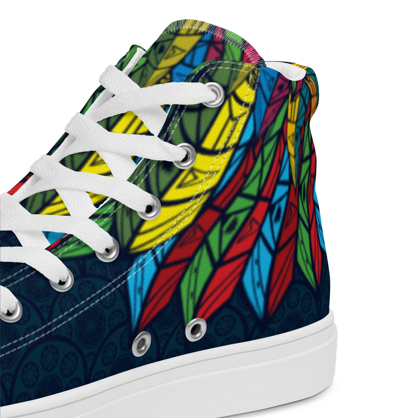 Worldtown Feather Flags Women’s High Top Canvas Shoes