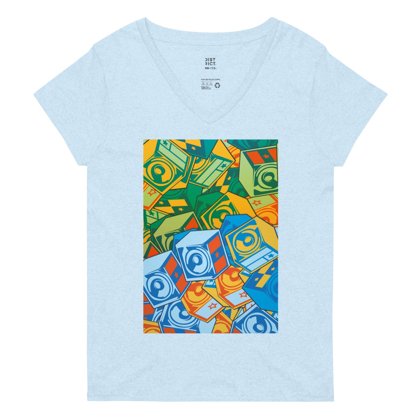 Worldtown Speaker Flags Women’s Recycled V-neck T-shirt