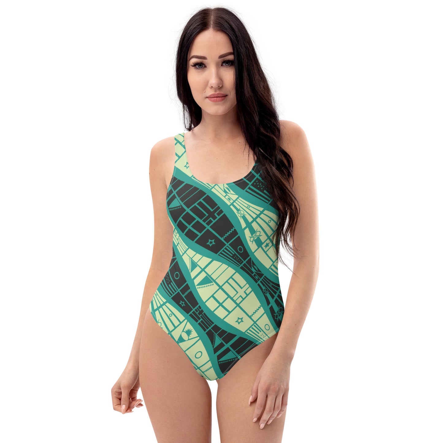 Worldtown Green Flag Waves One-Piece Swimsuit
