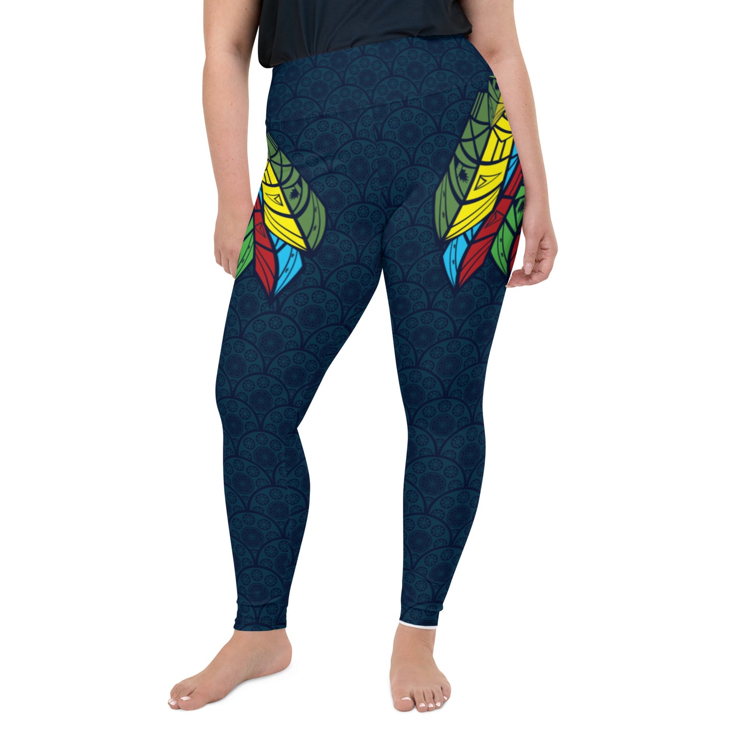 Worldtown Feather Flags Plus Size Leggings (Top Design)