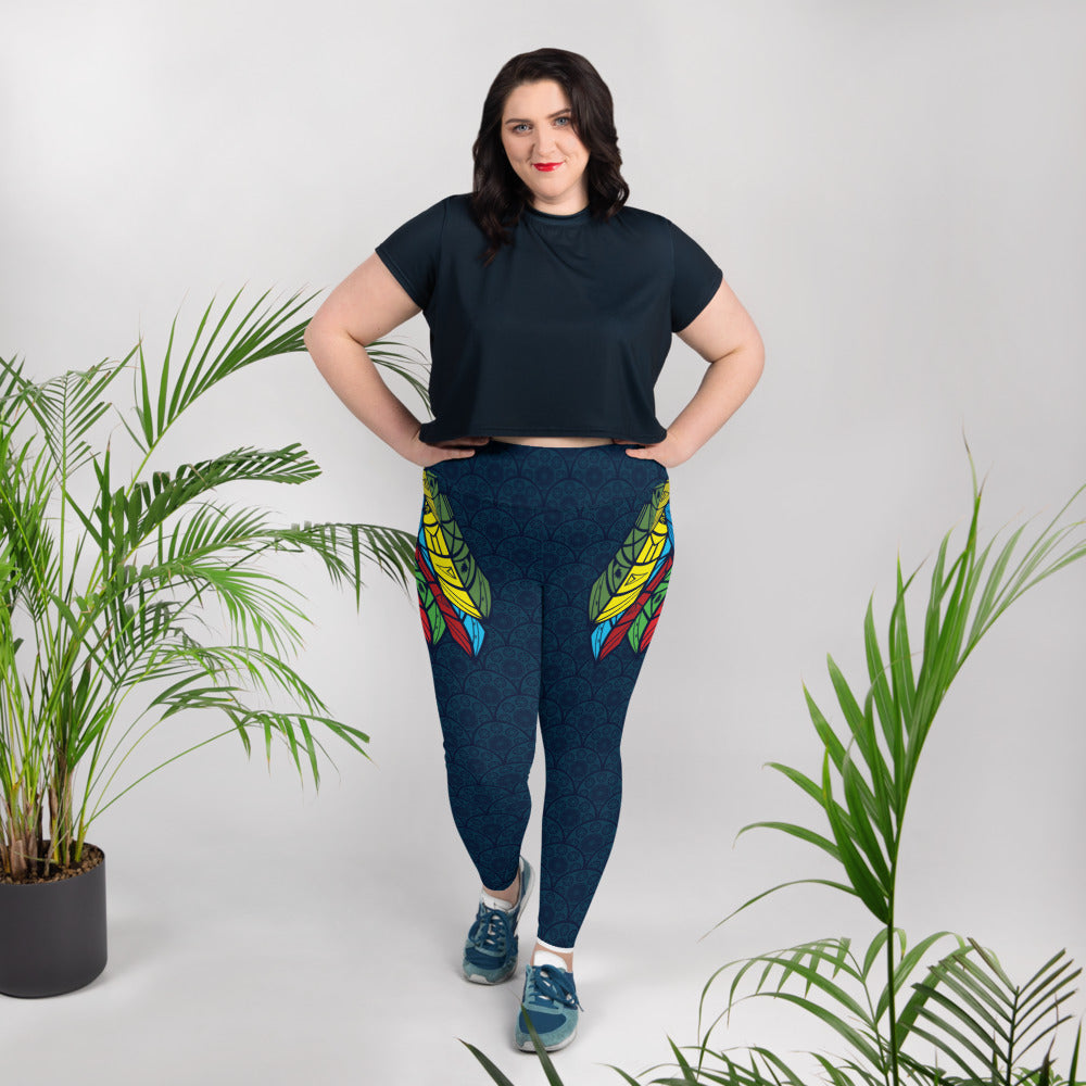 Worldtown Feather Flags Plus Size Leggings (Top Design)