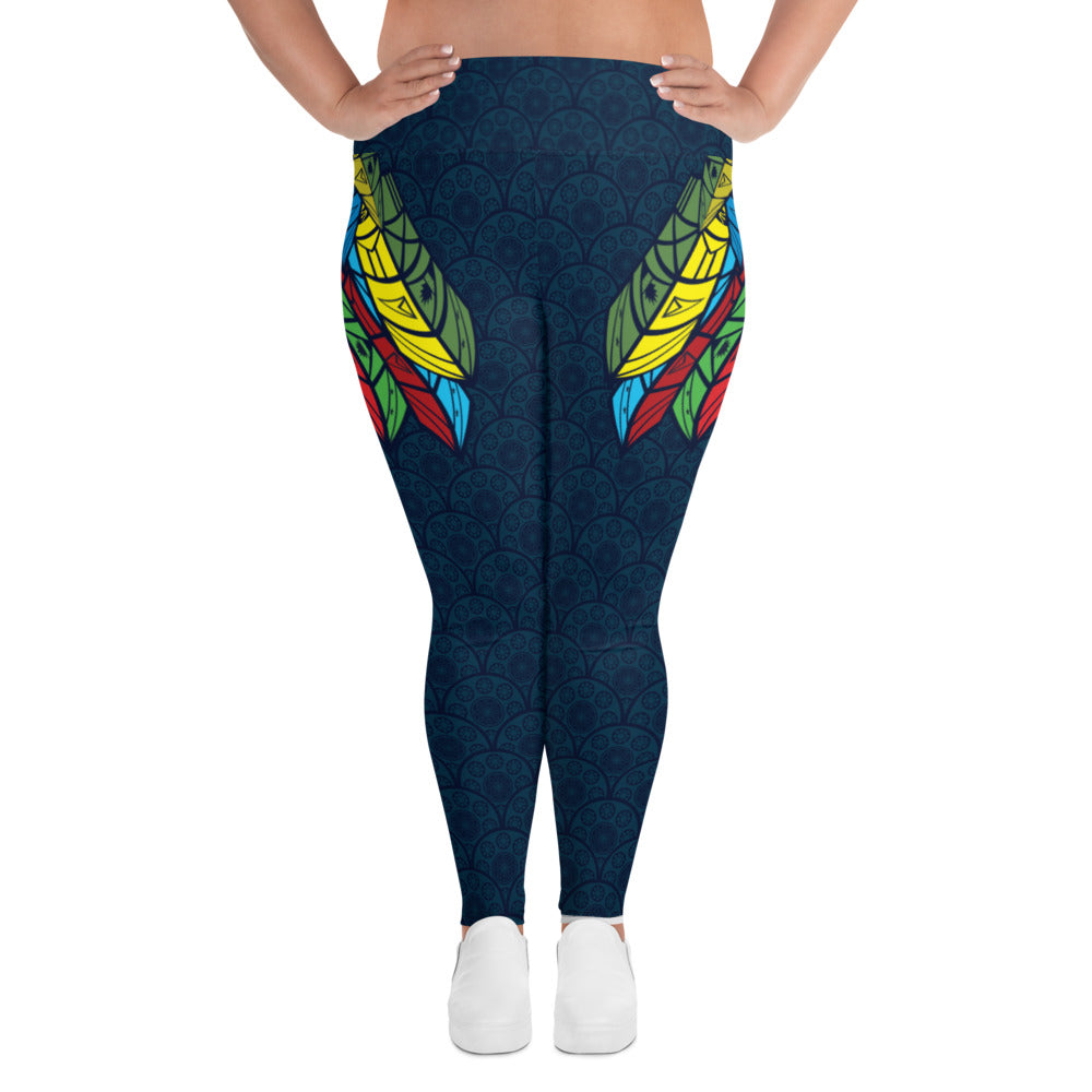 Worldtown Feather Flags Plus Size Leggings (Top Design)