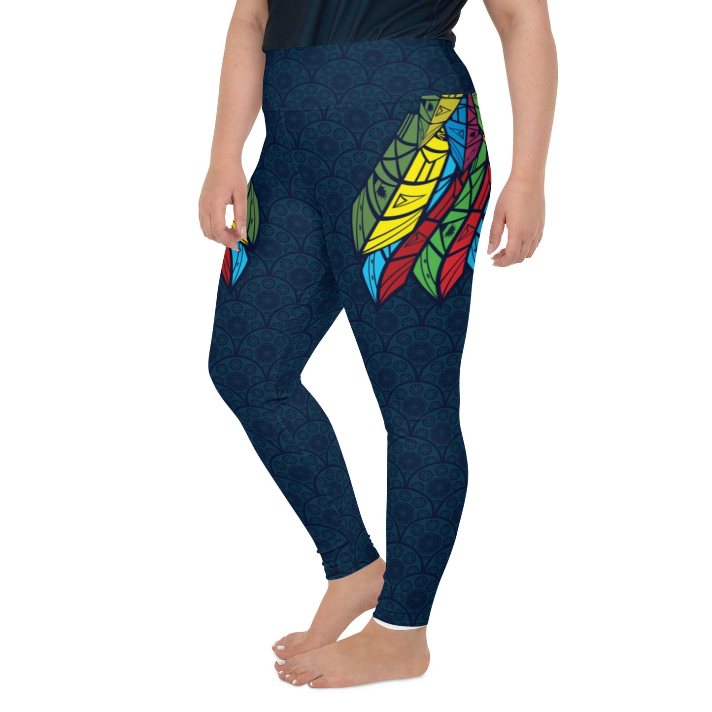 Worldtown Feather Flags Plus Size Leggings (Top Design)