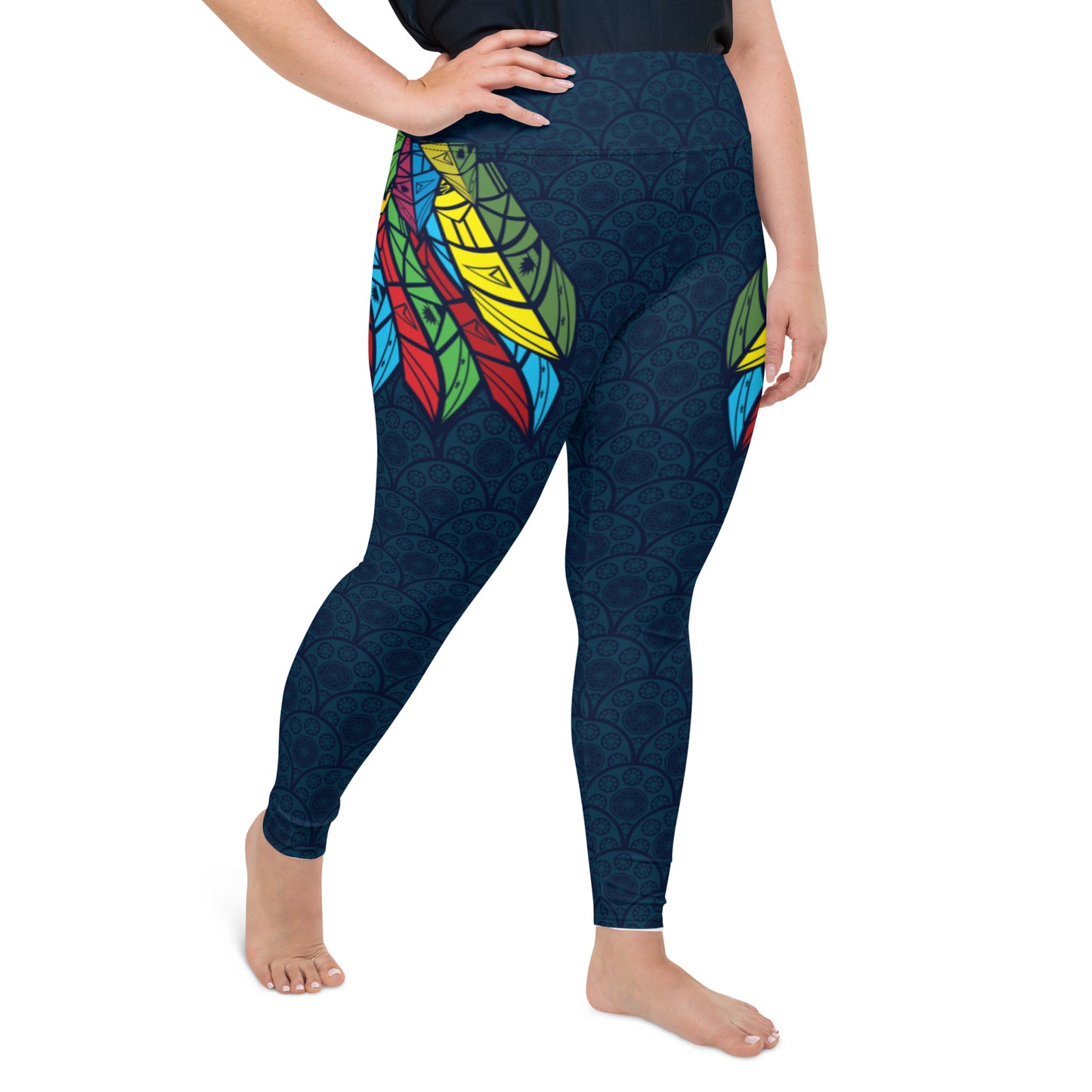 Worldtown Feather Flags Plus Size Leggings (Top Design)