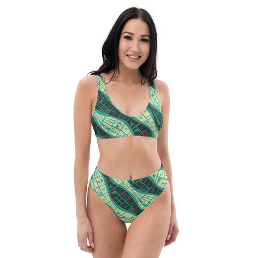 Worldtown Green Flag Waves Recycled High-Waisted Bikini
