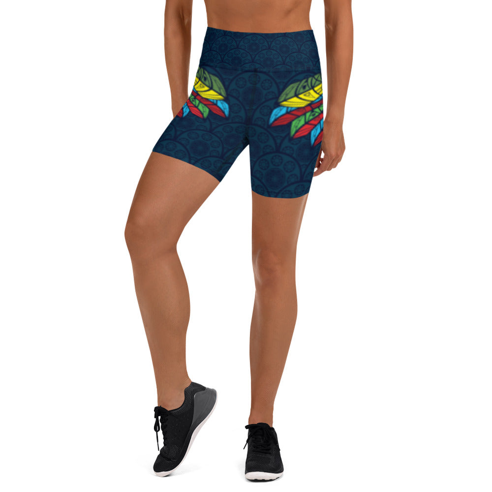 Worldtown Feather Flags Yoga Shorts