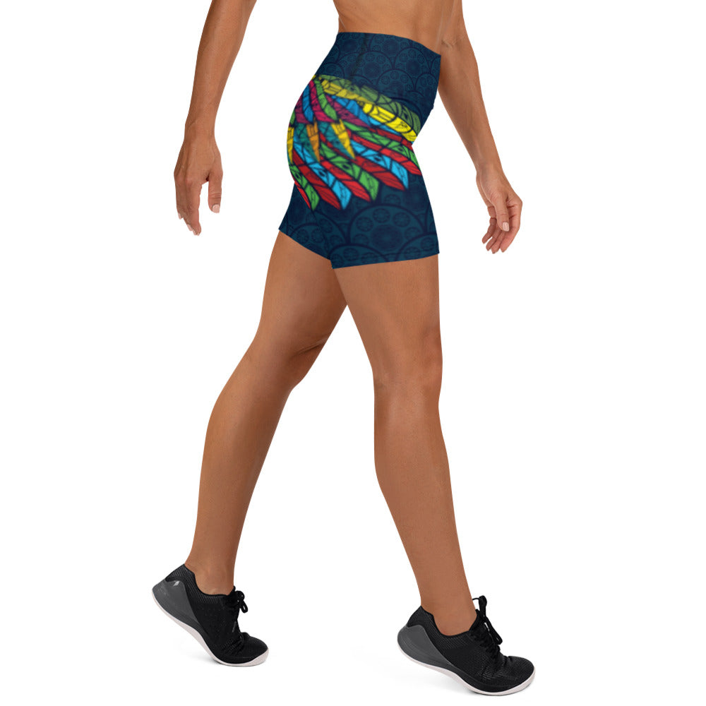 Worldtown Feather Flags Yoga Shorts