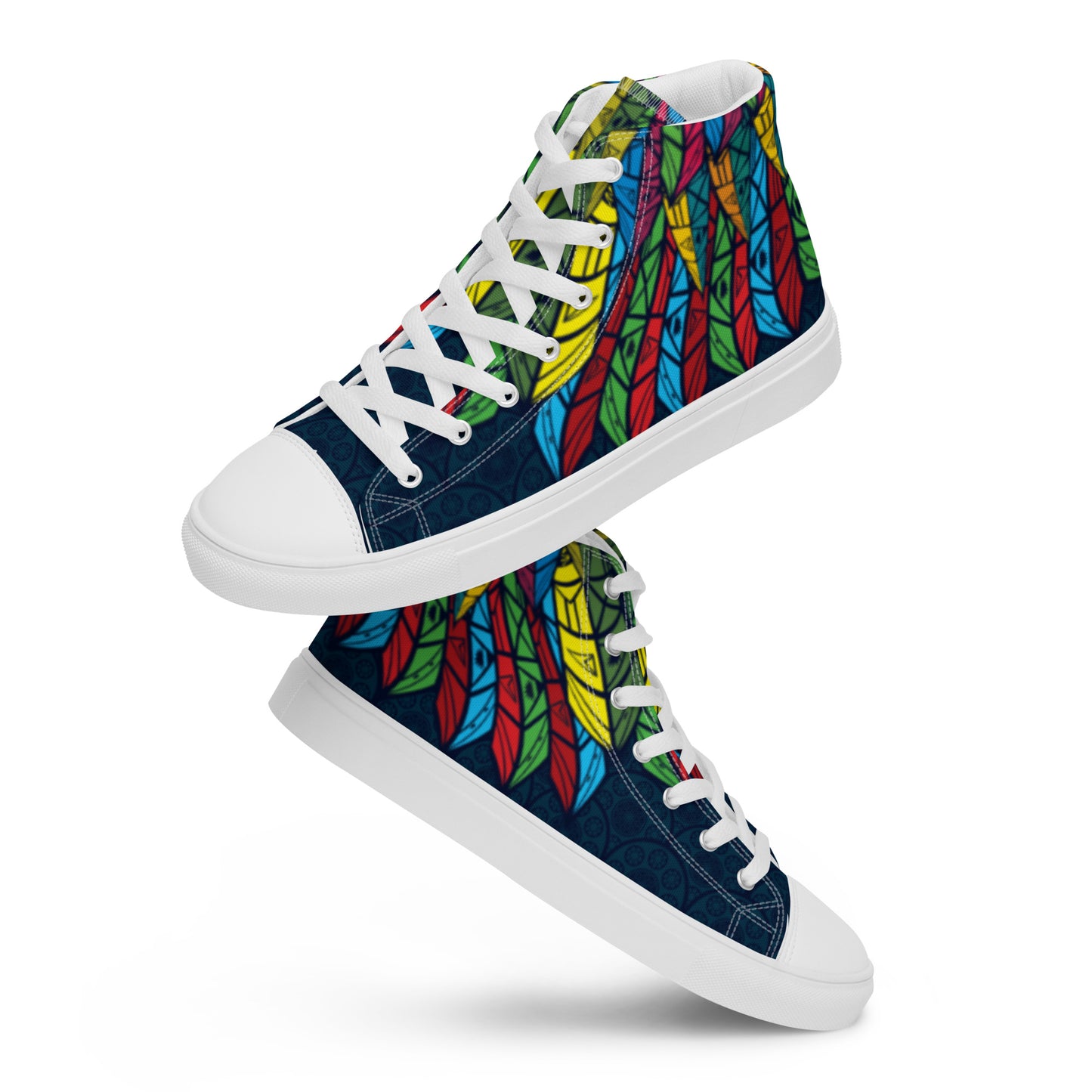 Worldtown Feather Flags Men’s High Top Canvas Shoes
